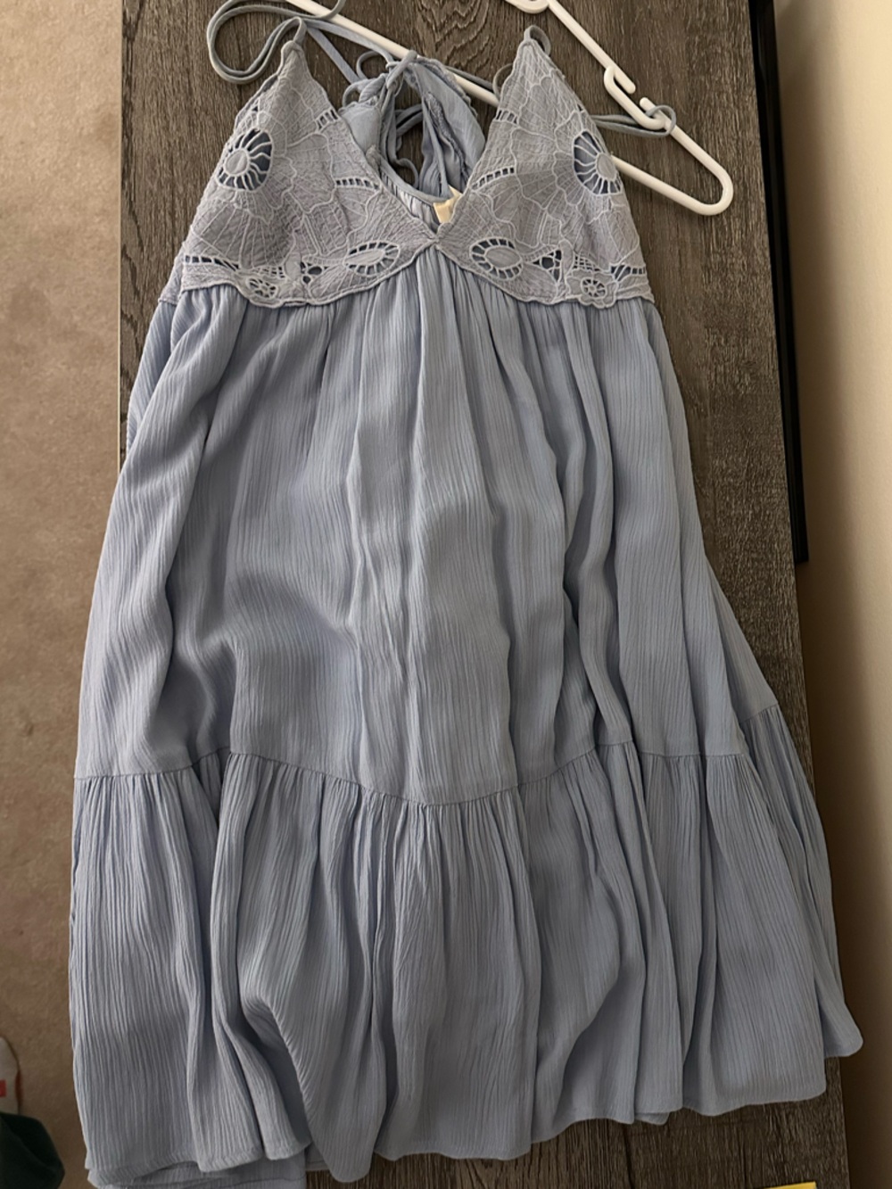 ILLA ILLA Light Blue Lace Halter Tiered Casual Dress